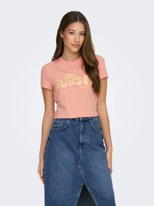ONLY Cropped o-neck t-shirt -Coral Haze - 15296958