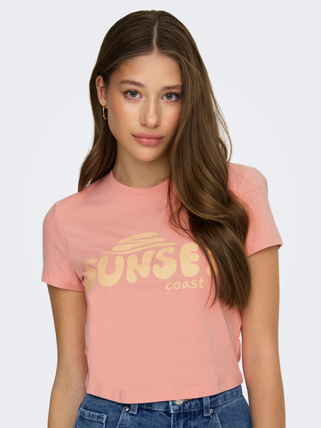 ONLY Normal passform O-ringning T-shirt -Coral Haze - 15296958
