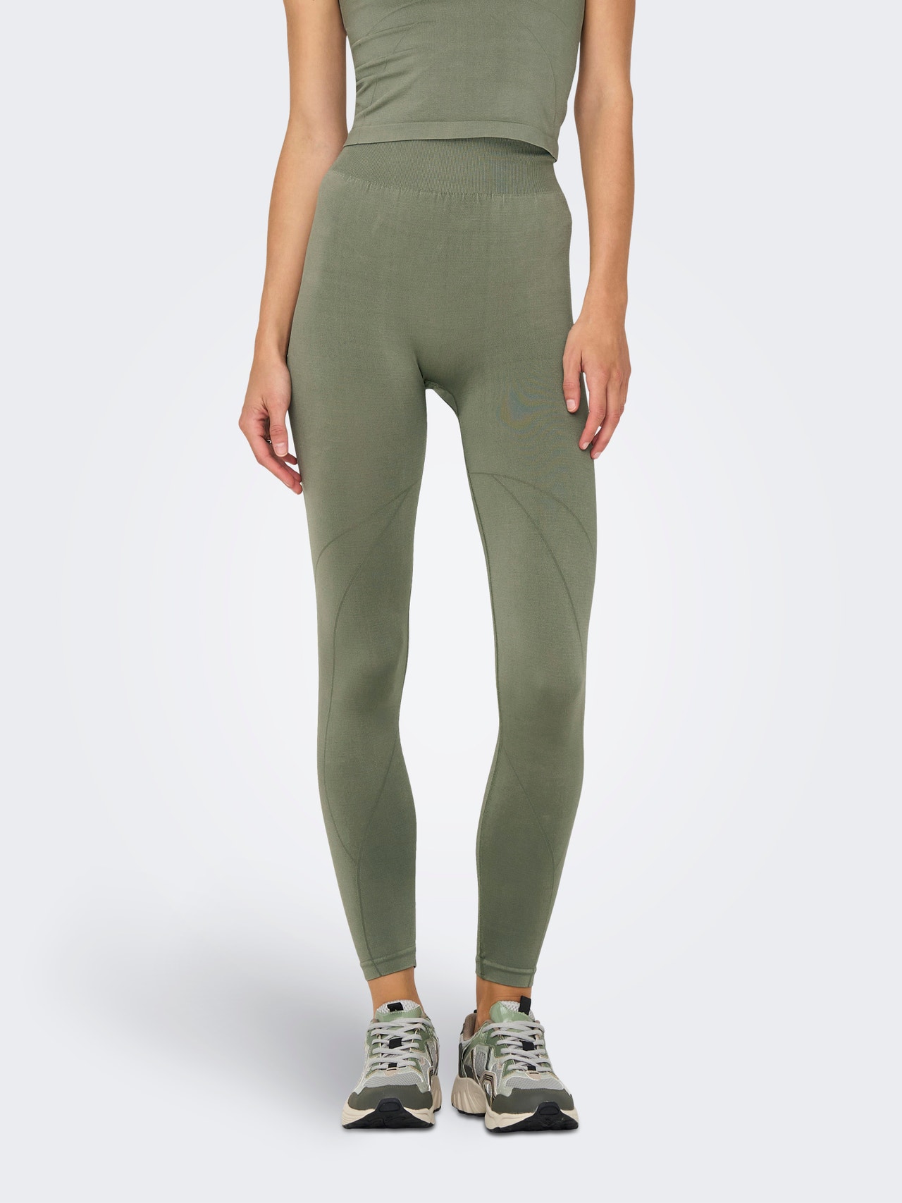 ONLY Leggings Tight Fit Taille haute -Dusty Olive - 15296999