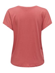 ONLY Locker geschnitten Rundhals T-Shirt -Mineral Red - 15297020