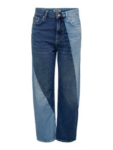 ONLY Krój prosty Wysoka talia Jeans -Dark Blue Denim - 15297044