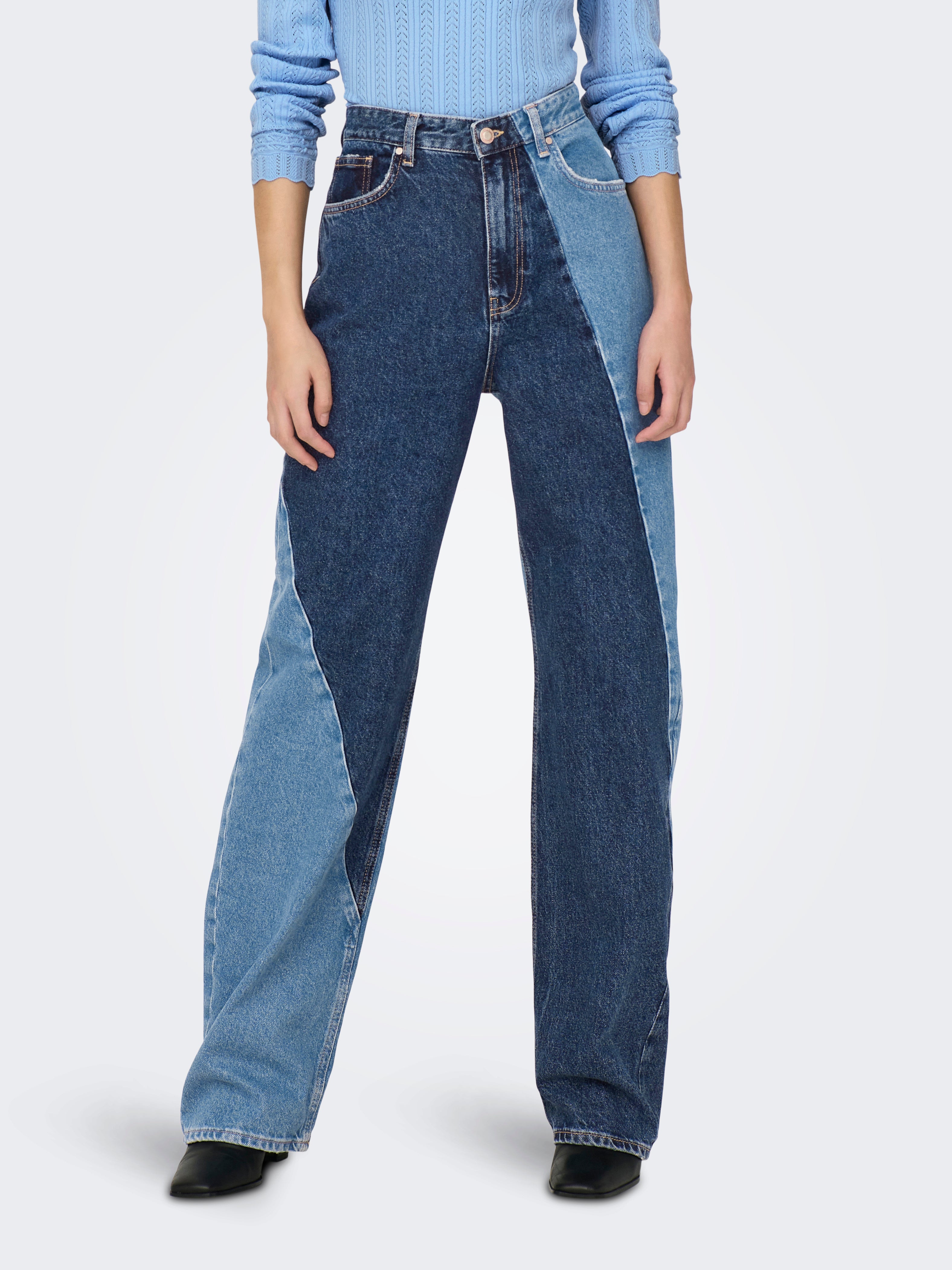 ONLCARRIE Hohe Taille Gerade geschnitten Jeans | Dunkelblau | ONLY® 