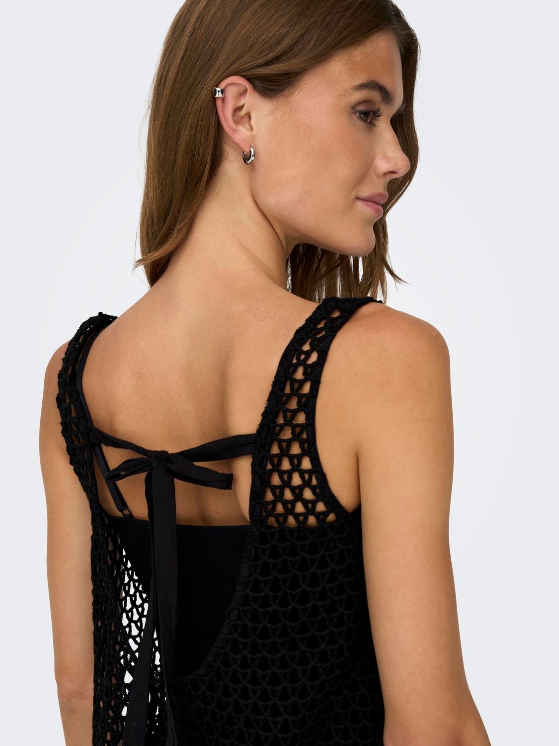 ONLY Midi v-neck knit dress -Black - 15297076