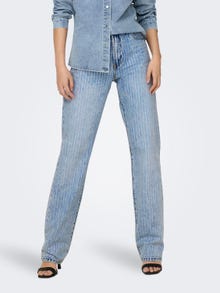 ONLY Jeans Straight Fit Taille moyenne -Light Blue Denim - 15297087