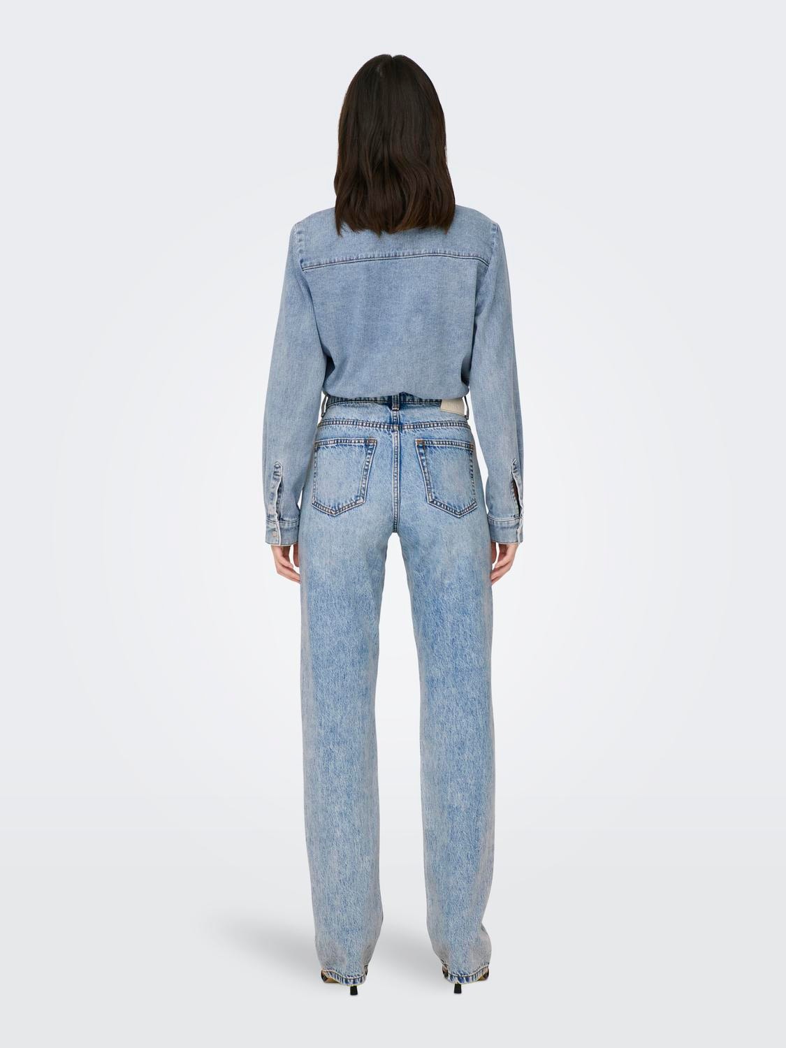 ONLY Krój prosty Średnia talia Jeans -Light Blue Denim - 15297087