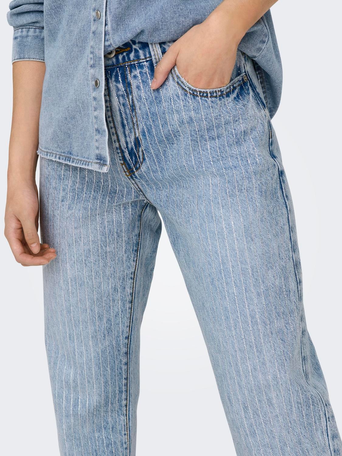 ONLY Straight Fit Mid waist Jeans -Light Blue Denim - 15297087