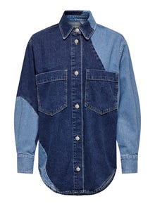 ONLY Standard fit Overhemd kraag Ballonmouwen Overhemd -Dark Blue Denim - 15297105