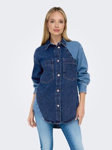 ONLY Standard fit Overhemd kraag Ballonmouwen Overhemd -Dark Blue Denim - 15297105