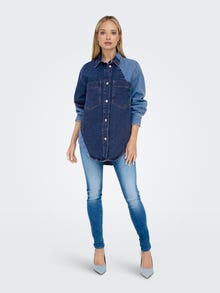 ONLY Standard Fit Shirt collar Balloon sleeves Shirt -Dark Blue Denim - 15297105