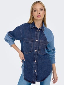ONLY Standard Fit Shirt collar Balloon sleeves Shirt -Dark Blue Denim - 15297105