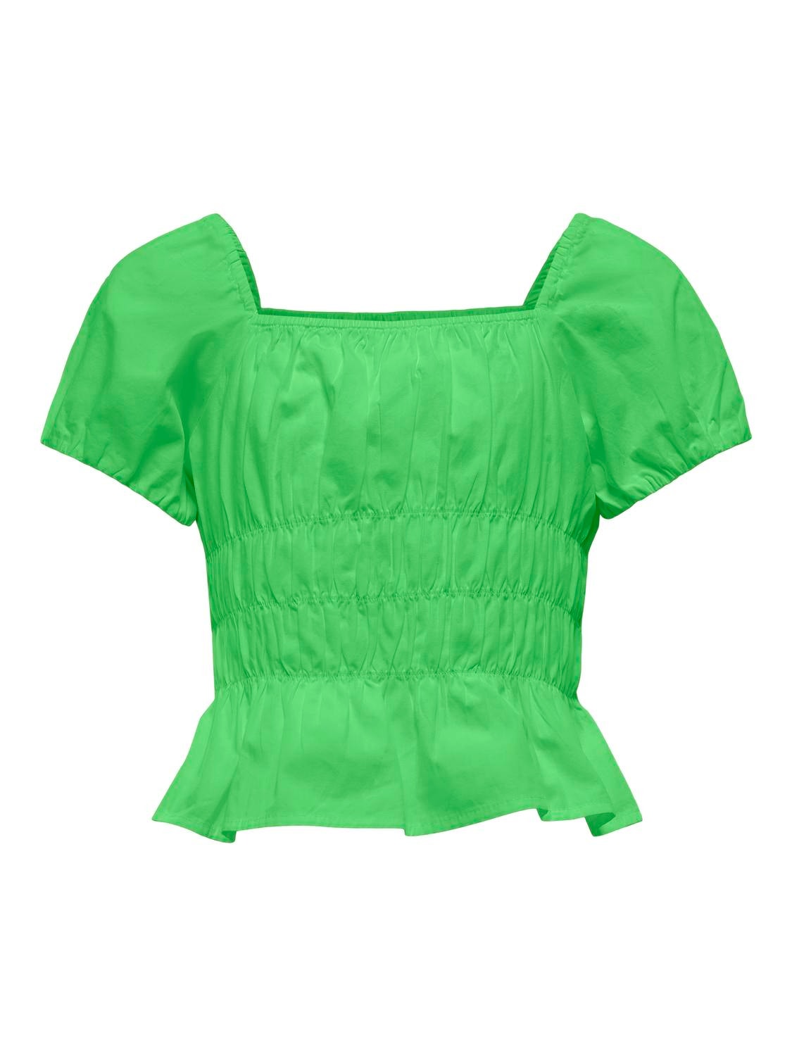 ONLY Regular Fit U-Neck Volume sleeves Top -Summer Green - 15297116