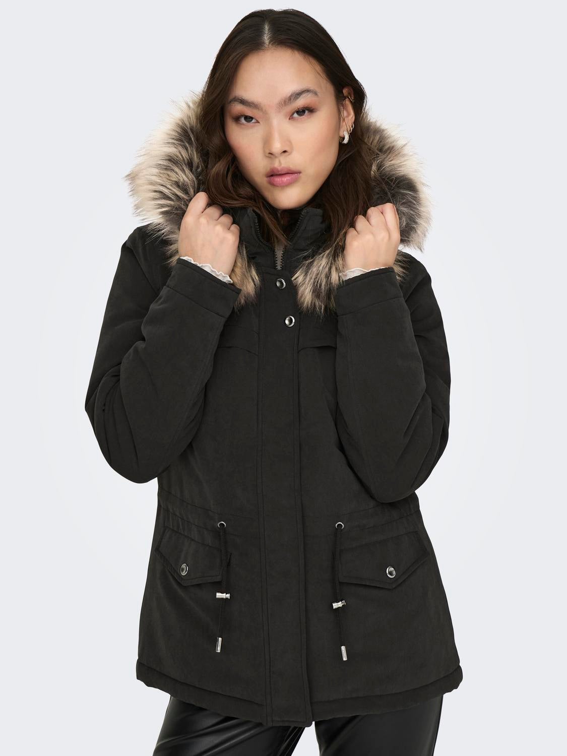 Short black clearance parka