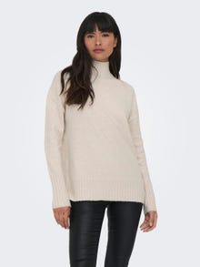 ONLY Pull-overs Relaxed Fit Col haut Bas hauts Épaules tombantes -Pumice Stone - 15297172