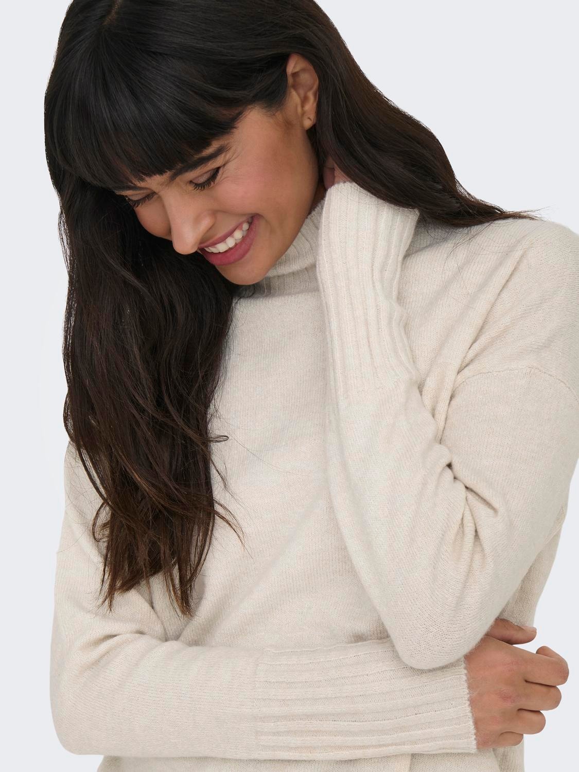 ONLY Knit sweat with high neck -Pumice Stone - 15297172