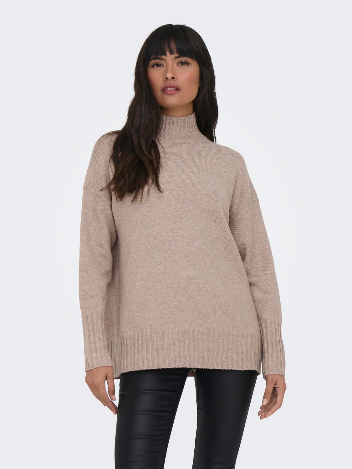 ONLY Knit sweat with high neck -Mocha Meringue - 15297172