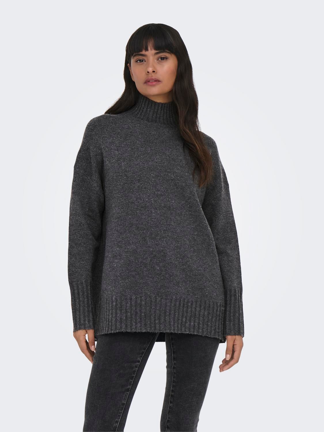 Relaxed Fit High neck High cuffs Dropped shoulders Pullover