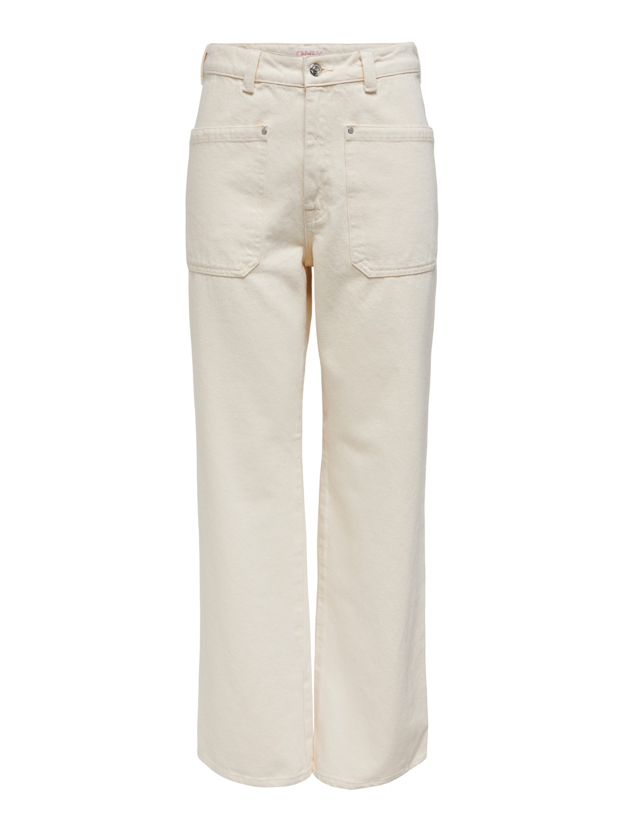 ONLY onlheath high waist wide jeans -Ecru - 15297206