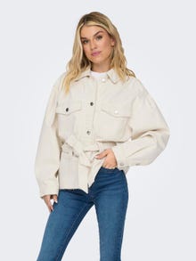 ONLY Denim jacket with belt and pockets -Ecru - 15297232