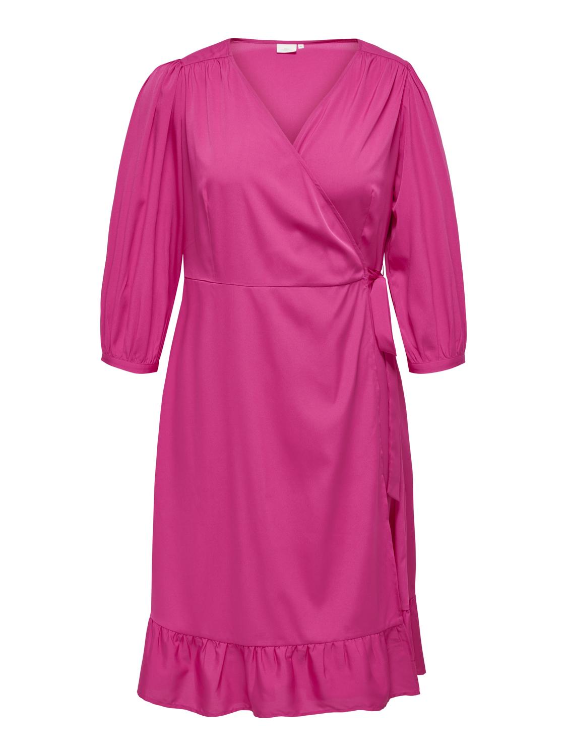 ONLY Regular Fit V-Neck Midi dress -Fuchsia Purple - 15297259