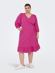 ONLY Curvy midi Slå-om kjole  -Fuchsia Purple - 15297259