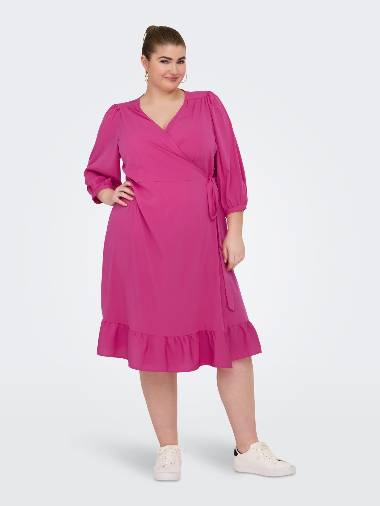 ONLY Regular Fit V-Neck Midi dress -Fuchsia Purple - 15297259