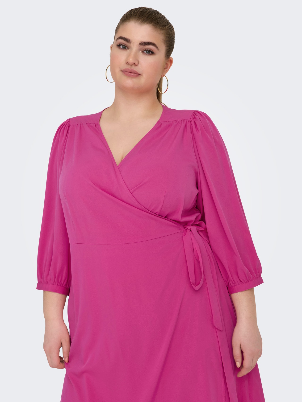 ONLY Curvy midi wrap dress -Fuchsia Purple - 15297259