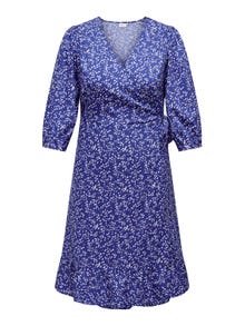 ONLY Curvy midi Slå-om kjole  -Dazzling Blue - 15297259