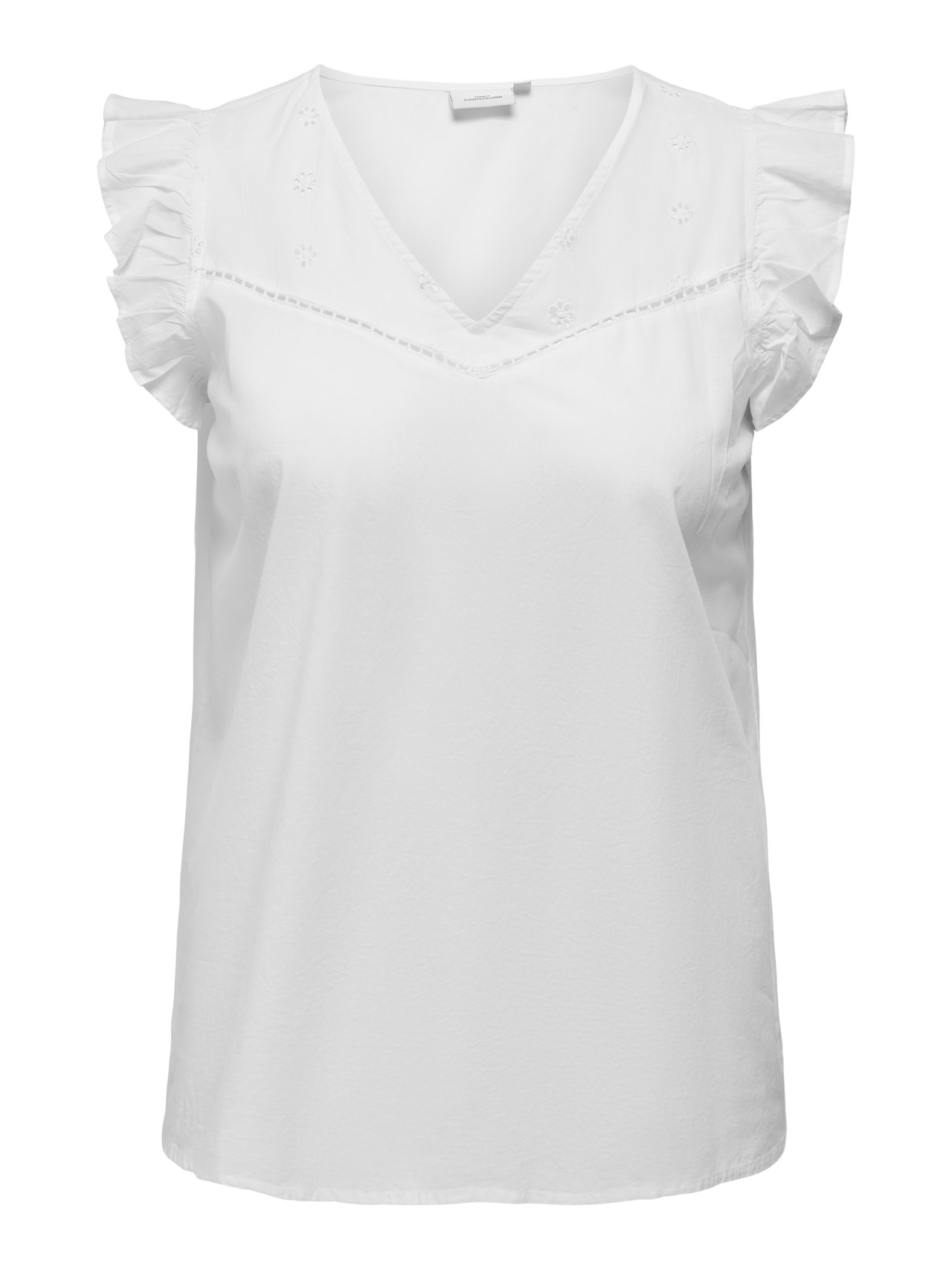 ONLY Curvy frill detailed top -Bright White - 15297320
