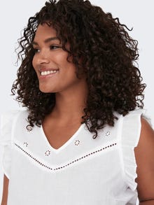 ONLY Curvy frill detailed top -Bright White - 15297320