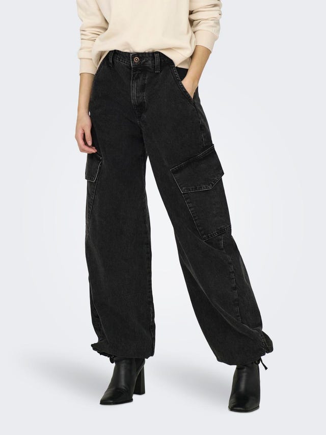 ONLY ONLPERNILLE HW CARGO CROPPED JOGGER FIT JEANS - 15297358