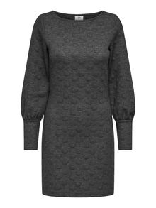ONLY Regular fit O-hals Pofmouwen Korte jurk -Dark Grey Melange - 15297377