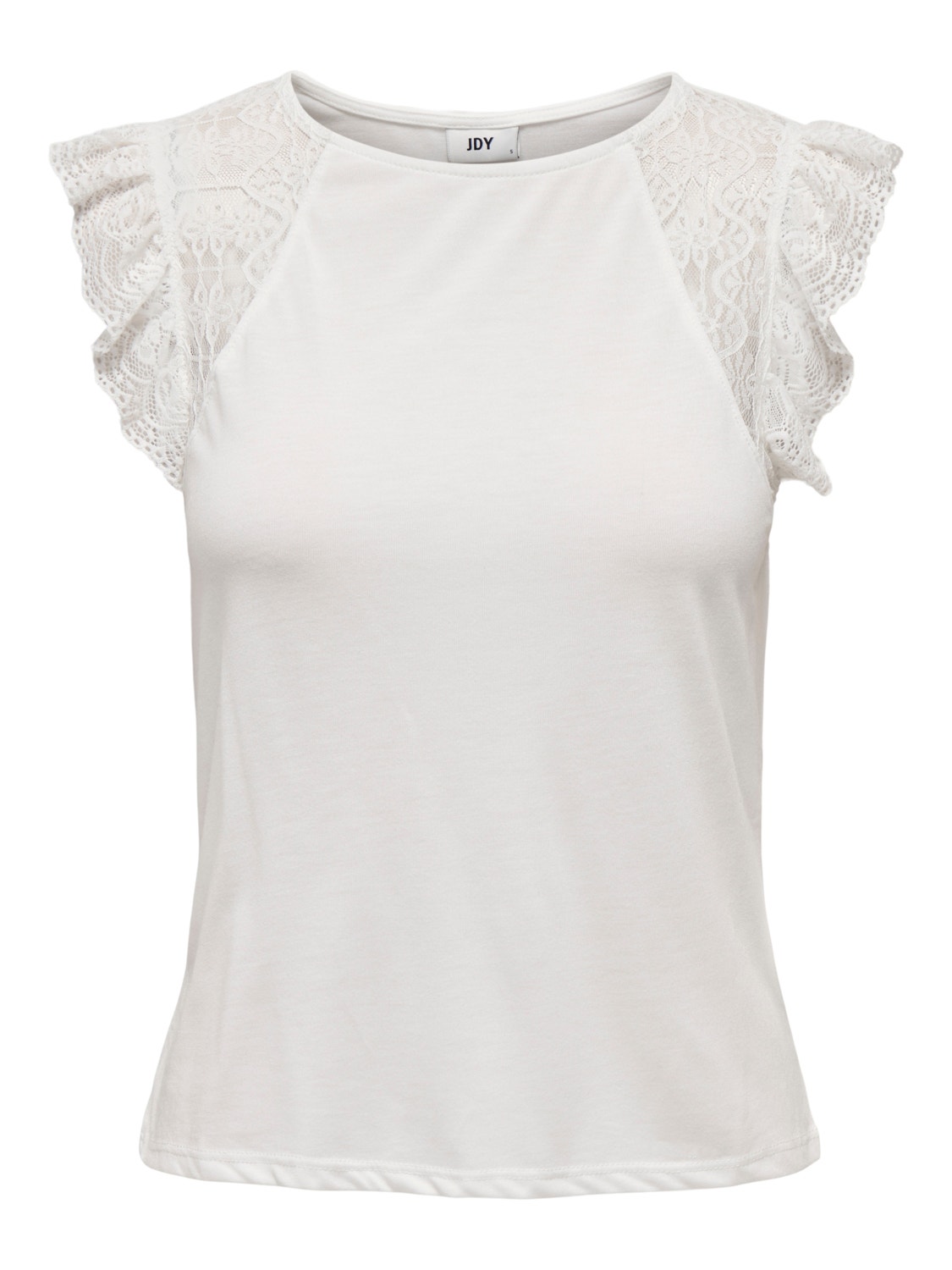 ONLY Top with lace and frills -Cloud Dancer - 15297387