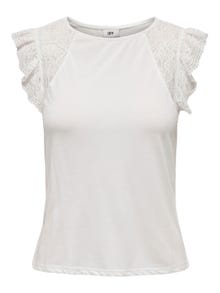 ONLY Top with lace and frills -Cloud Dancer - 15297387