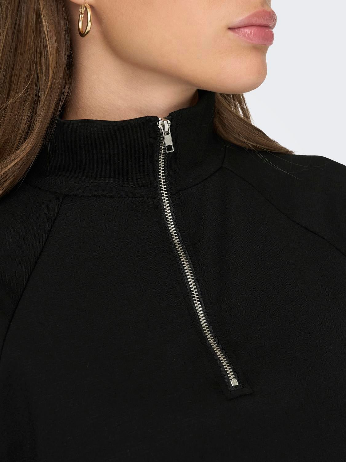 High neck clearance black sweatshirt