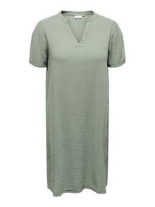 ONLY Curvy v-hals kjole -Sage Green - 15297447