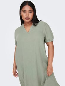 ONLY Regular fit V-Hals Mouwuiteinden met omslag Midi-jurk -Sage Green - 15297447