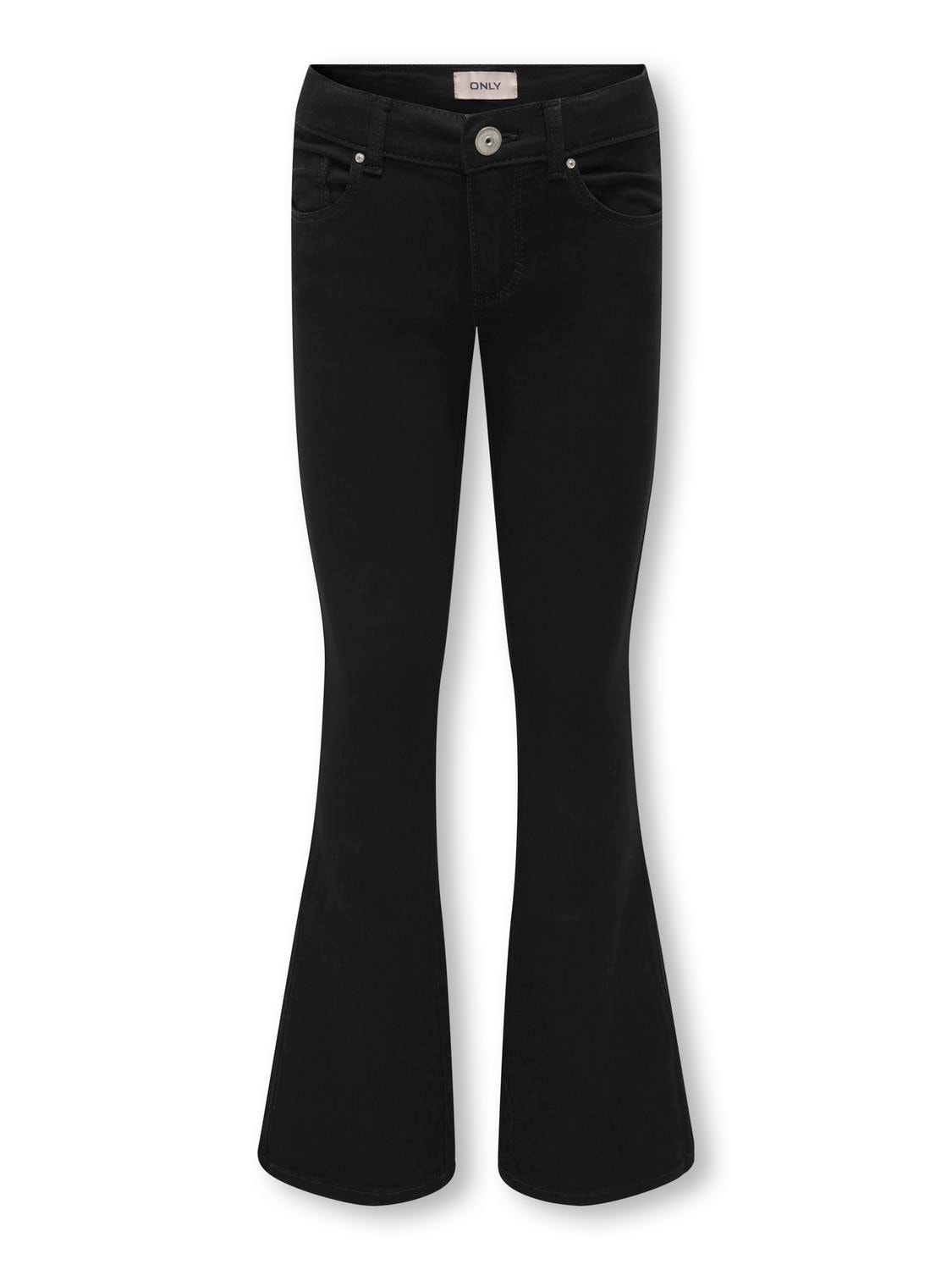 ONLY Krój flared Średnia talia Jeans -Black Denim - 15297579