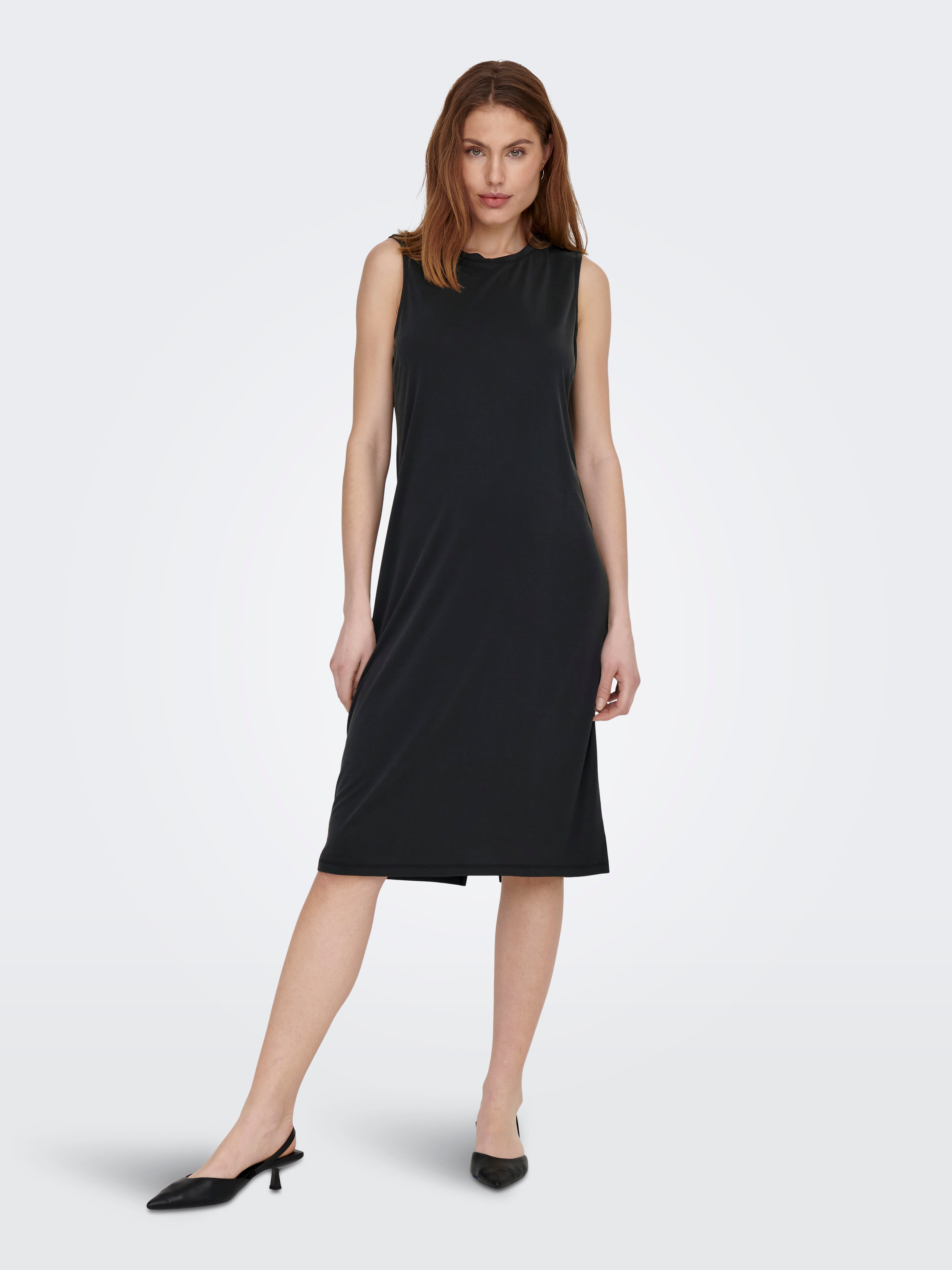 ONLY® Fit Black O-Neck Midi dress | | Regular