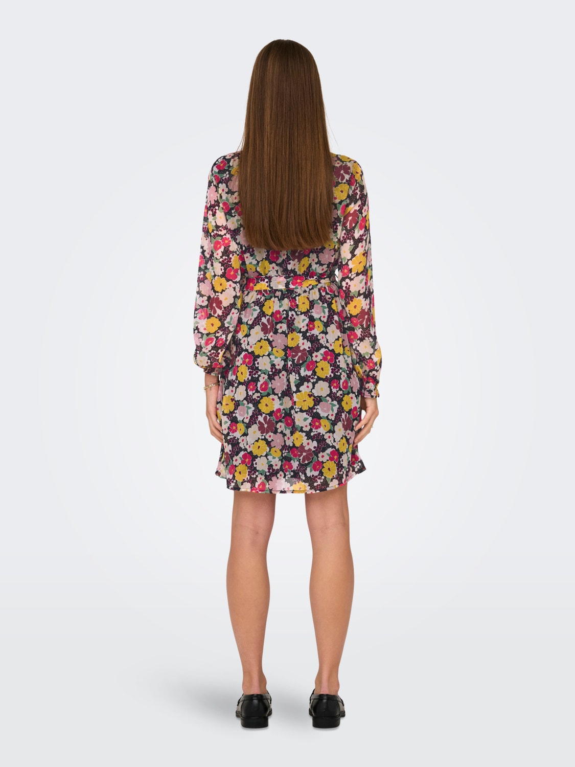 ONLY mini v-hals kjole med print -Black - 15297963