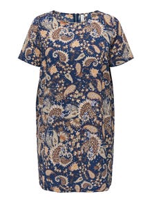ONLY Curvy printed zip dress -Twilight Blue - 15298030