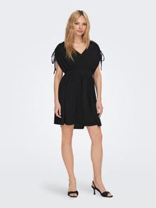 ONLY Normal geschnitten V-Ausschnitt Kurzes Kleid -Black - 15298037