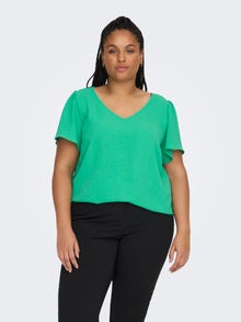 ONLY Regular Fit V-Neck Top -Simply Green - 15298228