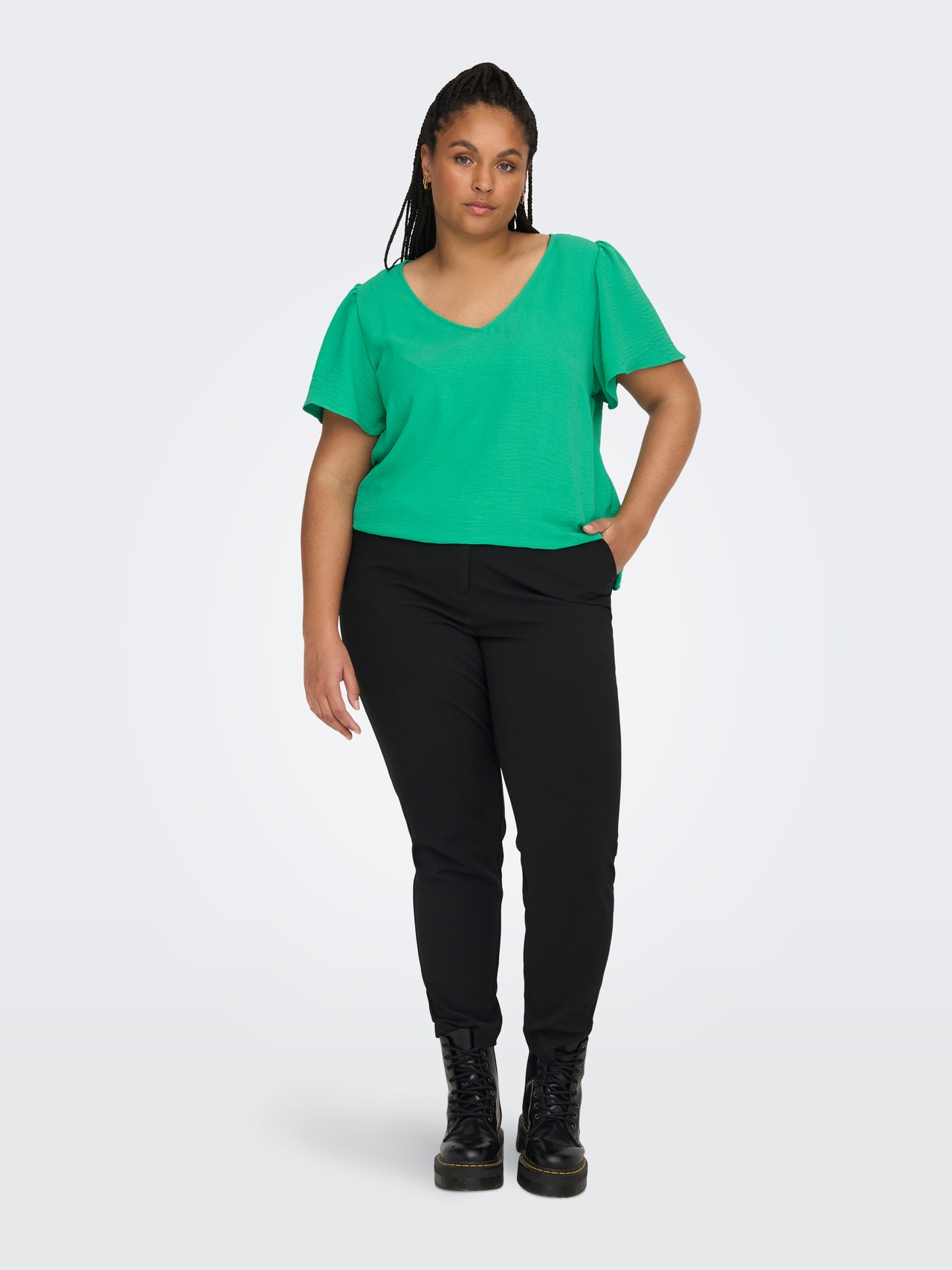 ONLY Regular Fit V-Neck Top -Simply Green - 15298228