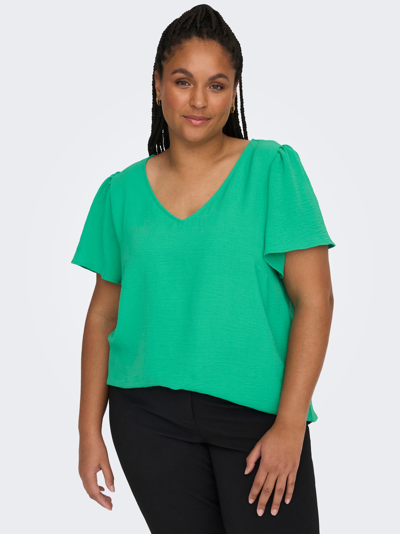 ONLY Regular fit V-Hals Top -Simply Green - 15298228