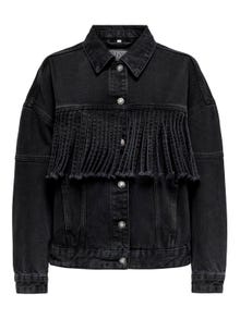ONLY Spread collar Buttoned cuffs Dropped shoulders Jacket -Black Denim - 15298245