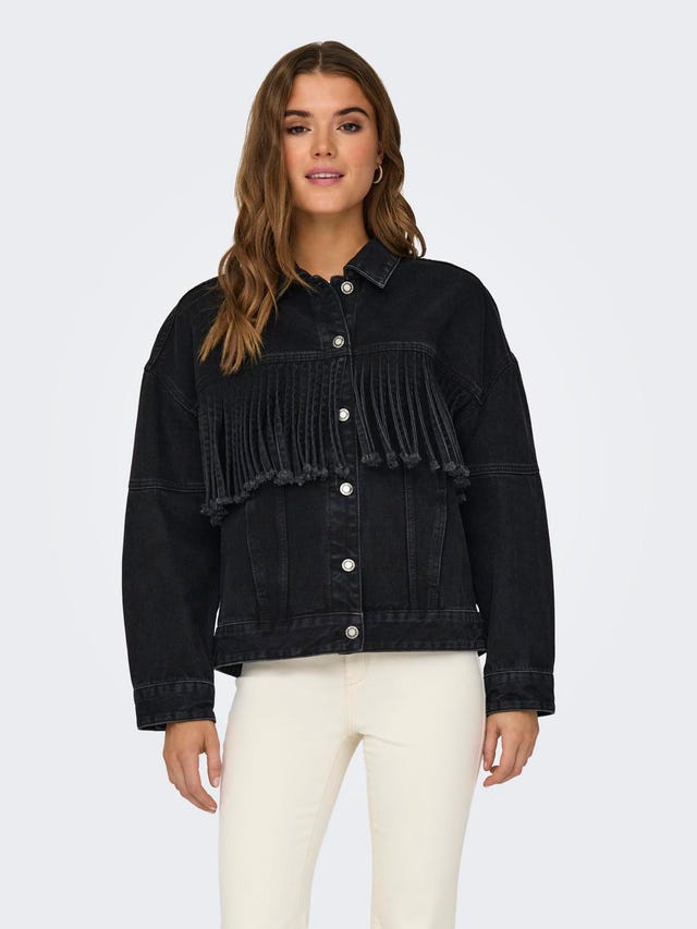ONLY Denim jacket with fringes - 15298245