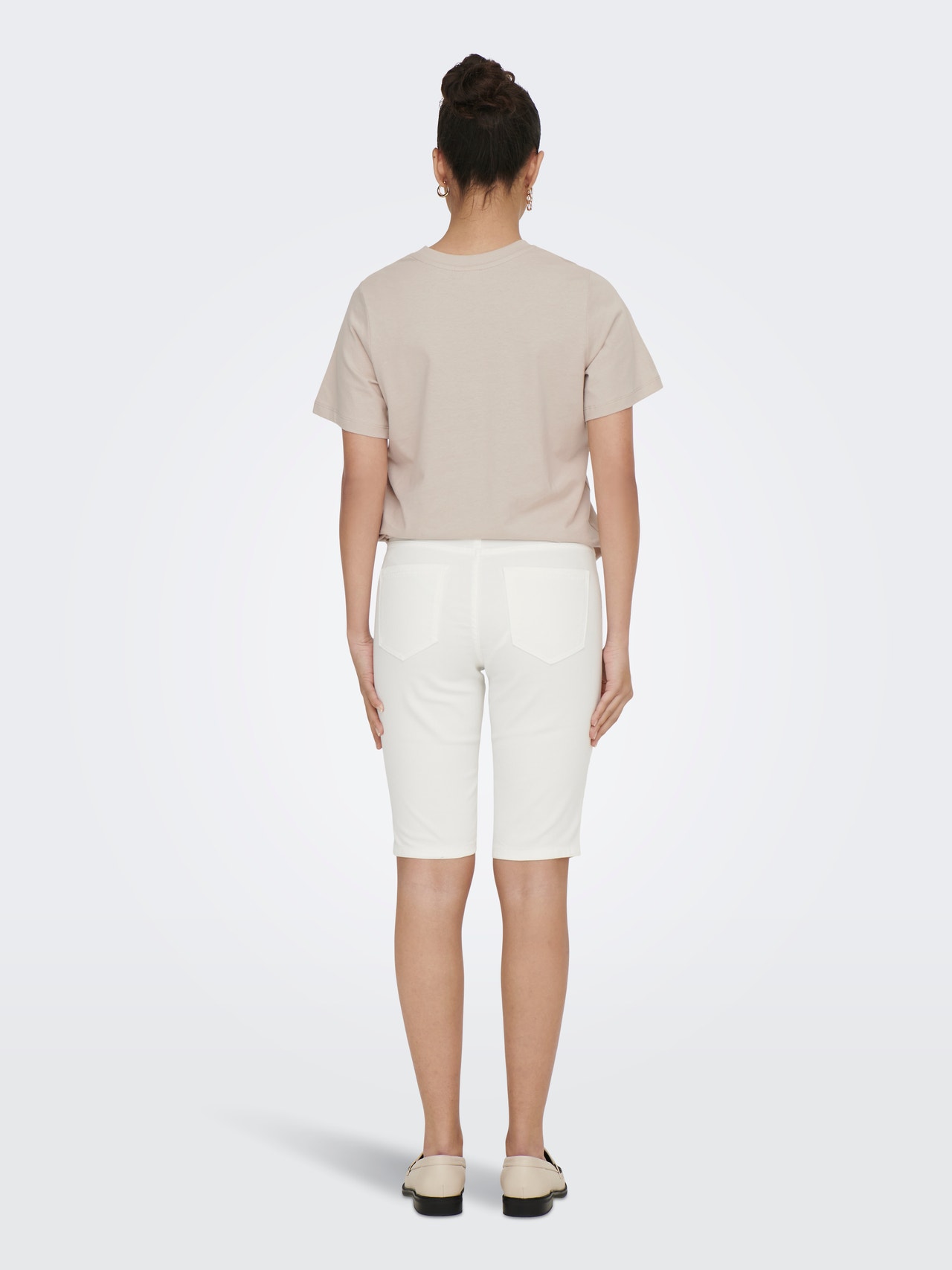 ONLY Skinny Fit Hög midja Shorts -White - 15298318