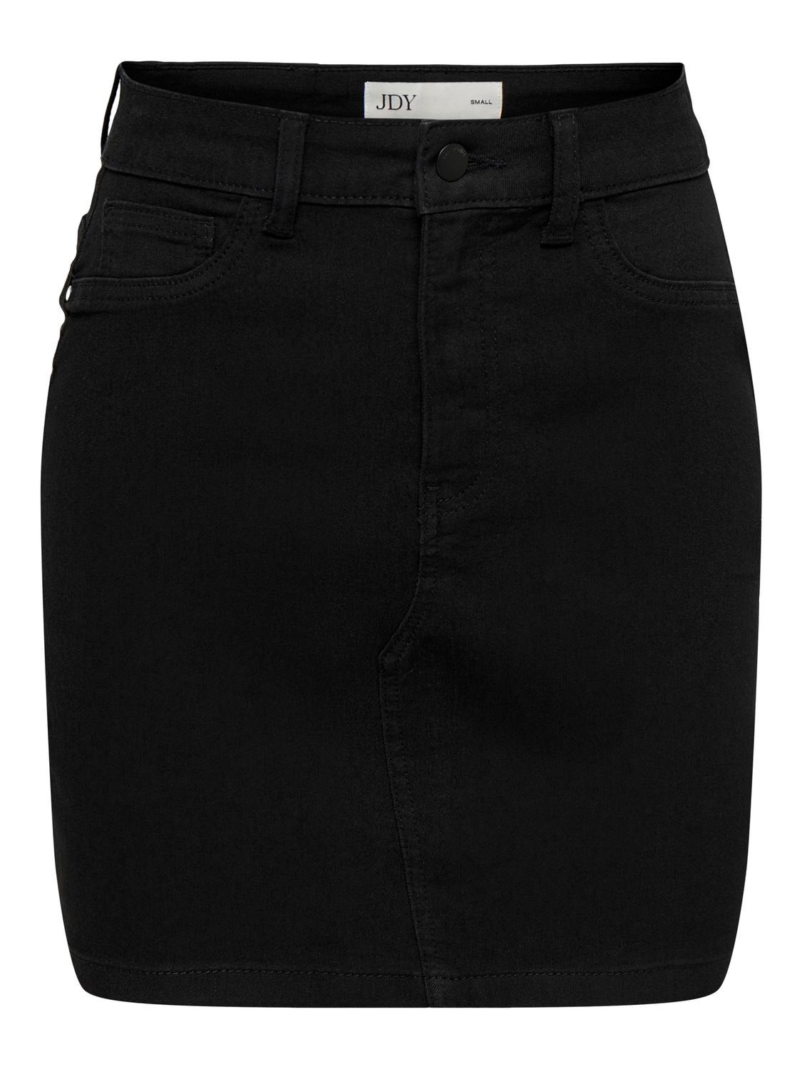 ONLY High Waisted Mini Denim Skirt -Black - 15298345