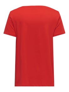 ONLY Normal geschnitten V-Ausschnitt T-Shirt -Flame Scarlet - 15298452