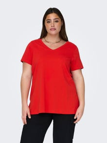 ONLY Regular fit V-Hals T-shirts -Flame Scarlet - 15298452